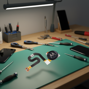 Cable flexible Motorola con lector de huellas dactilares para Moto G7 Play G7 Power negro - Product Image 3