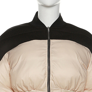COLOUR BLOCKED WOMENS <b>CROPPED</b> <b>PUFFER</b> <b>JACKET</b> MODERN WINTER COAT WARM OUTERWEAR QUILTED STREETWEAR TRENDY FASHION ODM WHOLESALE - Product Image 2