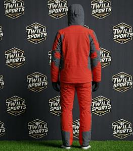 Men's Red Gray Color Blocked Ski Jacket With Hood Waterproof Windproof Breathable Synthetic Insulated Gore-<b>Tex</b> Zipper Closure - Product Image 3