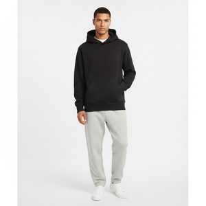 Sudadera con Capucha Negra Unisex Premium de Gran Peso, Estilo Urbano Minimalista, Oversize, de Algodón Liso con Forro Polar - Product Image 4