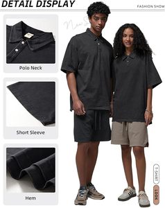 Men's Polo <b>Shirts</b> Short Sleeve Cotton Acid Washed Oversized <b>T</b> <b>Shirts</b> Baggy Vintage <b>Collared</b> Polo <b>Shirts</b> - Product Image 4