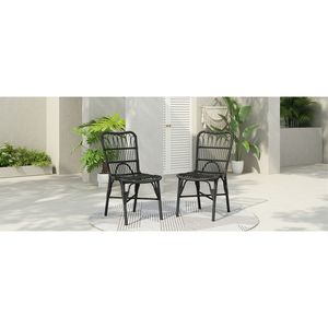 Set di 2 Sedie da Pranzo in Rattan PE per Esterni, Ideali per Giardino, Bordo Piscina, Colore GRIGIO - Product Image 3