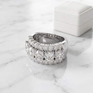 2.70CTW Round Cut Pave Prong Set Multi Row <b>Statement</b> <b>Ring</b> Luxury <b>Ring</b> for Women with Cluster Diamond Design and Wide Band - Product Image 2