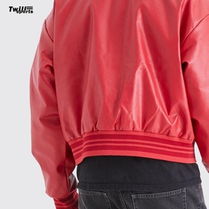 Vestes d'extérieur pour hommes avec logo personnalisé au design de luxe Veste en cuir de haute qualité Broderie personnalisée de couleur rouge - Product Image 6