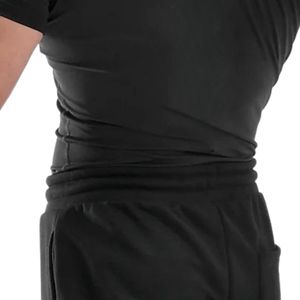 T-shirt à manches courtes pour homme, noir, coupe ajustée, col rond, extensible, pour l'entraînement sportif, la course à pied, les vêtements de sport décontractés, la mode fitness - Product Image 5