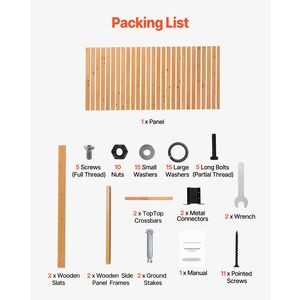 Pannello Decorativo Autoportante Pieghevole in Legno per Esterni 91,4 cm L x 193 cm H - Schermo Privacy per Patio - Product Image 6