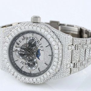 Splendide montre à diamants 28 mm, mouvement à quartz ETA analogique, cristal saphir, moissanite, bracelet argenté, fermoir caché, écologique - Product Image 4