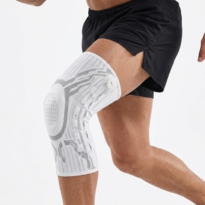 Genouillère de protection professionnelle réglable avec stabilisateurs à ressort, coussinet respirant en tricot de compression en polyester, fixation à crochet de haute qualité - Product Image 2