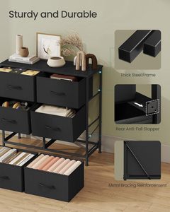 ตู้ลิ้นชักผ้า 6 ชั้น สีดำ สไตล์โมเดิร์น สำหรับห้องนอนและห้องนั่งเล่น - Product Image 3