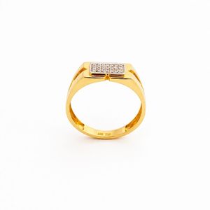 <b>Mens</b> 18KT Yellow Gold Rectangular Micro Pave Cubic Zirconia Signet <b>Ring</b> Minimalist Polished Statement Wedding Party Gift - Product Image 4
