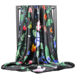 90cm Vàng & Hồng Paisleys khăn lụa, Bohemian mô hình vuông Satin-cảm thấy khăn choàng cho phụ nữ - Product Image 4