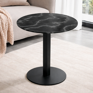 Mesa de Centro Minimalista y Duradera con Tapa con Efecto Mármol Oscuro y Base de Acero Sólido para Muebles del Hogar y Hostelería - Product Image 6