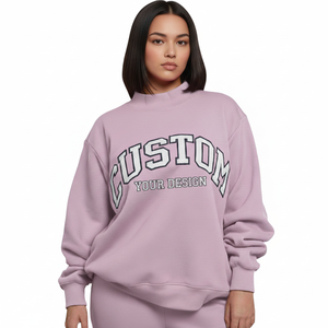 Sudadera de cuello alto personalizada, nueva, de invierno, extragrande, gruesa, con logo frontal, de poliéster y algodón ecológicos, con marca personalizada para mujer - Product Image 1
