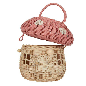 House Shaped Wicker Storage Basket with Lid Decorative Rattan Organizer for Kids Room Nursery Toy Storage Cute Home Decor Basket - Product Image 5