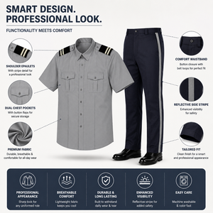 Conjunto de Uniforme de Guardia de Seguridad, Camisa de Manga Corta, Pantalones Formales, Guardia Real, Uniforme de Trabajo Profesional para Oficiales de Hotel - Product Image 2