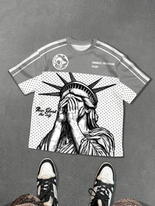 Camisetas de Algodón Grueso de Alta Calidad para Hombre, Personalizadas con Estampado, al por Mayor, Cuello Redondo, Tallas Grandes, OEM, Camisetas Holgadas para Hombre - Product Image 4