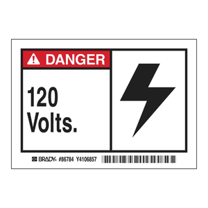 Étiquette autocollante en PVC Danger 120 Volts pour zones à risque électrique - Product Image 3