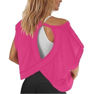 Blusas sin mangas holgadas de talla grande con hombros descubiertos, estilo crop, lisas, para exteriores, servicio OEM, venta al por mayor, personalizadas, sin espalda - Product Image 3