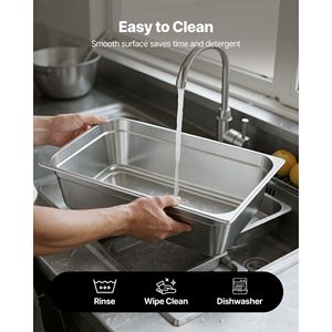 1 Confezione di Teglie Professionali in Acciaio Inox per Cottura a Vapore, Profondità 6 Pollici, Antiaderenti, Riutilizzabili, Antiruggine, per Catering, Hotel e Ristoranti - Product Image 5