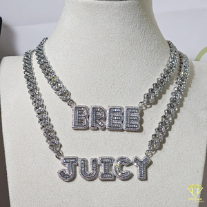 Personalized Letter <b>Necklace</b> Baguette Stone Pendant Cuban <b>Chain</b> Luxury Hip Hop Jewelry Gift Unisex - Product Image 4