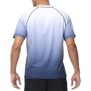 Maillot de bain homme élégant bleu dégradé à manches courtes, protection UV UPF 50+, séchage rapide, respirant - Product Image 4
