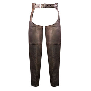 Chaps d'équitation western professionnels pour hommes, fabriqués en cuir de vachette véritable, construction robuste, finition vieillie, personnalisables OEM - Product Image 3