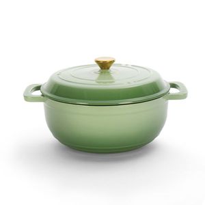 Pentola in Ghisa Smaltata da 5L con Finitura Verde Sfumata e Guanti in Silicone per Piano Cottura a Induzione - Product Image 2