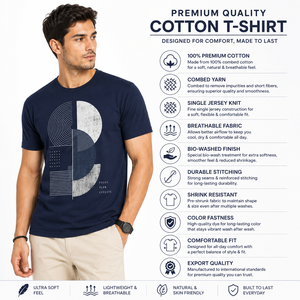 Camiseta de Manga Corta para Hombre Elementa, Color Azul Marino, Cuello Redondo, Corte Regular, 100% Algodón Jersey, Informal, Transpirable, con Diseño Frontal - Product Image 5