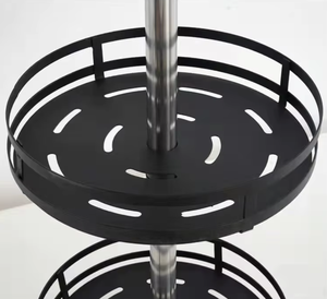 OEM/ODM 3 Tier <b>Rotating</b> <b>Spice</b> <b>Rack</b> Black Metal Kitchen Seasoning Organizer Countertop Storage Holder - Product Image 1