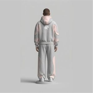 Conjunto Deportivo Personalizado para Hombre, de Felpa Técnica Gruesa, con Sudadera con Cierre y Paneles Curvos en 3D y Pantalones Deportivos de Pierna Ancha - Product Image 2