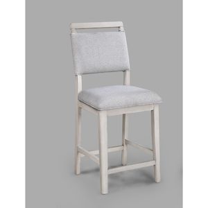 2 sedie da pub imbottite bianche e grigio chiaro, altezza bancone, in legno massello, per sala da pranzo - Product Image 2