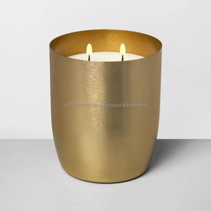 Vaso de vela perfumado vacío de latón personalizado de alta calidad de lujo o portavelas disponibles tarros de vela redondos para decoración de Navidad - Product Image 4