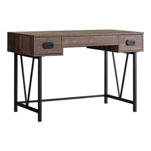 48\"l Home Office Laptop <b>Computer</b> Desk Brown Laminate Black Metal Transitional Featuring Storage Drawers for <b>Workstation</b> - Product Image 2