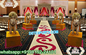 Statues d'éléphant de mariage traditionnelles pour allée Dec Statues d'éléphant doré pour décor de mariage Statues d'éléphant de mariage royal - Product Image 5