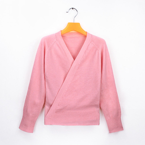 Pull cache-cœur rouge à manches longues pour femme, haut de danse en acrylique, tenue d'entraînement pour adultes - Product Image 4