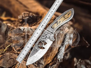 มีดล่าสัตว์เหล็ก D2 แกะสลักด้วยมือแบบ OEM พร้อมปลอกหนัง สำหรับตั้งแคมป์ กิจกรรมกลางแจ้ง และพกพาประจำวัน - Product Image 5