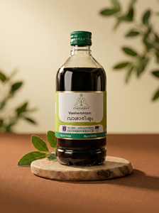 Aceite Ayurvédico Herbal Chamakkatt Vasharishtam con Certificación ISO, 450 ml, Producto para el Cuidado de la Salud, Antioxidante y Refuerzo del Sistema Inmunitario - Product Image 1