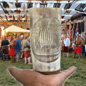 Auténtico Logotipo de Barco Vikingo Tallado a Mano, Inspirado en la Cultura Vikinga, Hecho a Mano, de Cuerno de Búfalo Natural Pulido, para Vasos de Cerveza - Product Image 2