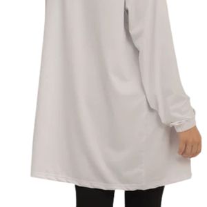 Cárdigan Largo con Capucha para Mujer, Color Blanco, Manga Larga, Abierto por Delante, Ligero, Informal, Corte Holgado, con Bolsillos - Product Image 5