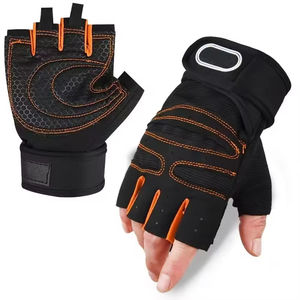 Gants de musculation unisexes en cuir/néoprène à demi-doigts, respirants, imperméables, avec longue sangle de poignet, équipement de fitness pour la gym, vente en gros - Product Image 3
