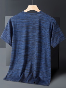 T-shirt à col rond en coton et polyester de haute qualité, style vintage, tricoté, manches courtes, coupe classique, décontracté, tendance pour homme - Product Image 3
