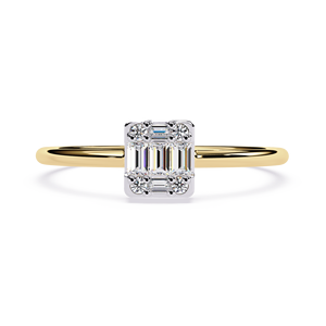 Anillos Apilables Clásicos y Sencillos de Oro Sólido de 14K con Diamantes Cultivados en Laboratorio CVD HPHT de Corte Baguette para Uso Diario - Product Image 1