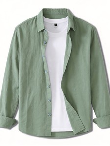 <b>Men's</b> Casual <b>Viscose</b>/Cotton Blend Plus Size Long Sleeve <b>Shirt</b> Spring Season Breathable Anti-Pilling <b>Shirt</b> - Product Image 1