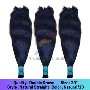 Extensions de cheveux humains vierges Remy originaux à double tirage Paquets de cheveux alignés avec des cuticules indonésiennes droites en vrac naturelles - Product Image 3