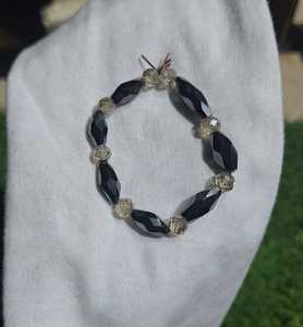 Bracelet en moissanite rond et noir fantaisie de 7 mm, couleur champagne clair, fait main - Product Image 2