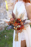 Buket Pernikahan Pengantin Gaya Rustic Boho dari Rumput Pampas Putih, Bunga Kering, Buatan China