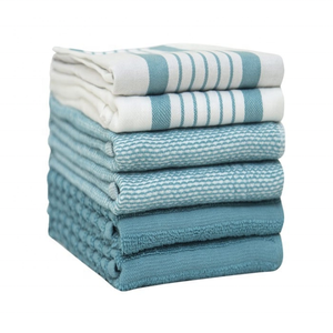 Azul suave 100% algodón ecológico orgánico de secado rápido bordado Waffle tejido 550GSM resistente a la decoloración de alta resistencia - Product Image 1