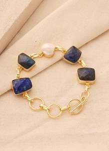 Pulsera de Lujo Chapada en Oro con Múltiples Piedras – Pulsera de Lapislázuli, Labradorita y Perla para Mujer - Product Image 4