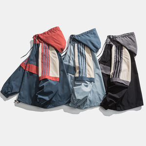 OEM Men’s Retro Color Block Windbreaker <b>Jacket</b> Lightweight Casual Style Hooded <b>Zip</b> <b>Up</b> <b>Jacket</b> for Autumn Wholesale - Product Image 6