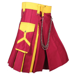 Kilt écossais homme 2026, marron et jaune, style utilitaire, kilt moderne des Highlands, OEM ODM - Product Image 3